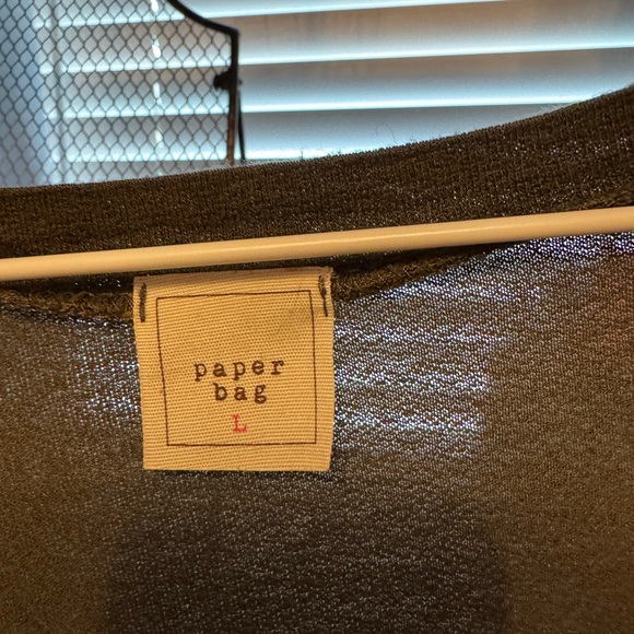 🟣 Paper Bag Brand Striped Sleeve Olive Dress - Picture 2 of 3